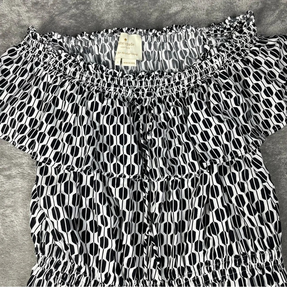 Kate Spade Dress Sz Small Off Shoulder Boho Print Tassel Printed Knee Length - Picture 7 of 12